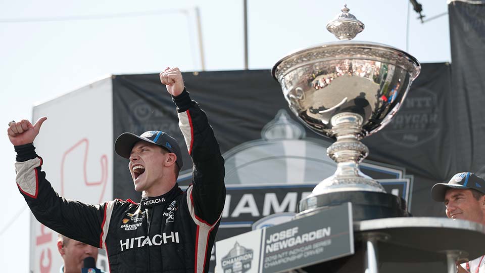 Josef Newgarden with the Astor Cup
